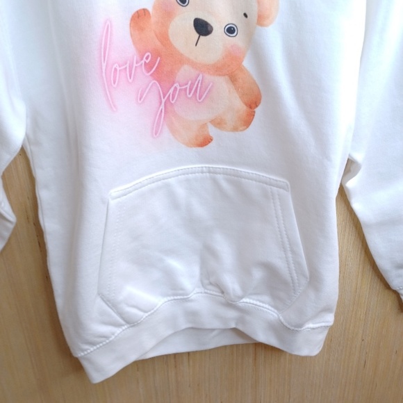 Children Hoodie. "Love You" Teddie Bear Design. Size 6 - 7 - Picture 6 of 15